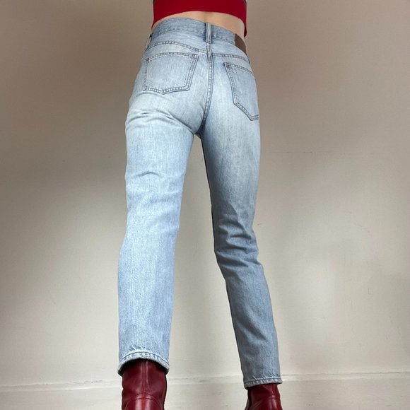 Madewell Straight Leg Jeans - Waist 25 - High Rise - Light Wash - Picture 2 of 6